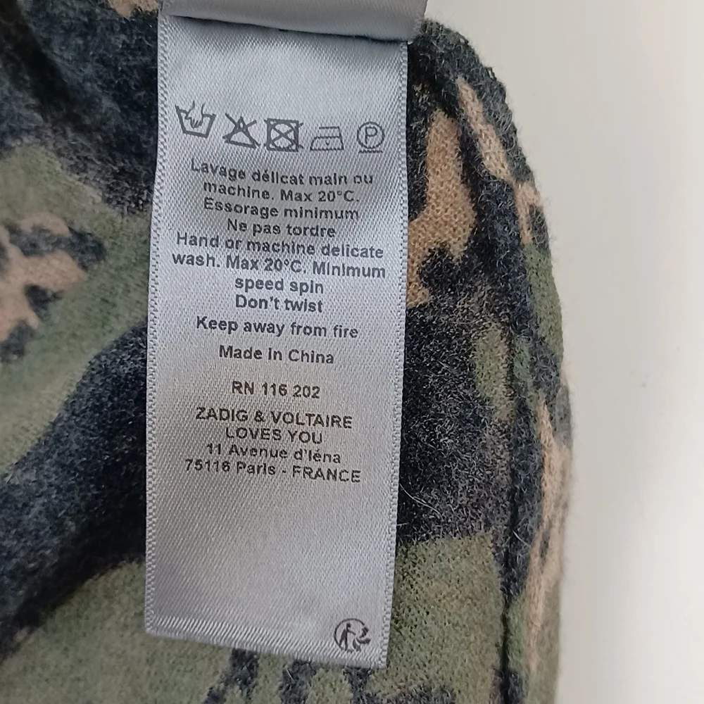 Zadig And Voltaire Brume Cp Cashmere Pullover Size M Camouflage Animal Printed - Picture 16 of 16